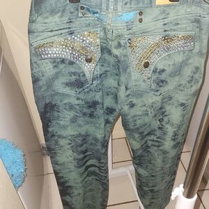 Stylish Green Embellished Women's Jeans